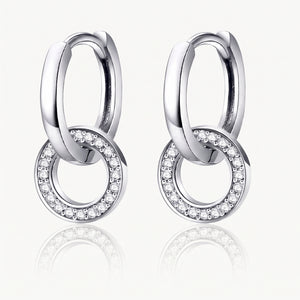 Interlocking Hoop Earrings Silver-Tone