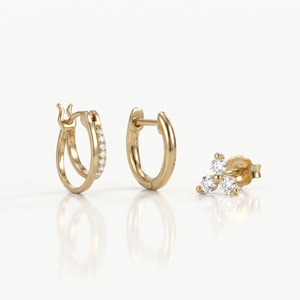 Clover Hoop Earring Set Gold-Tone