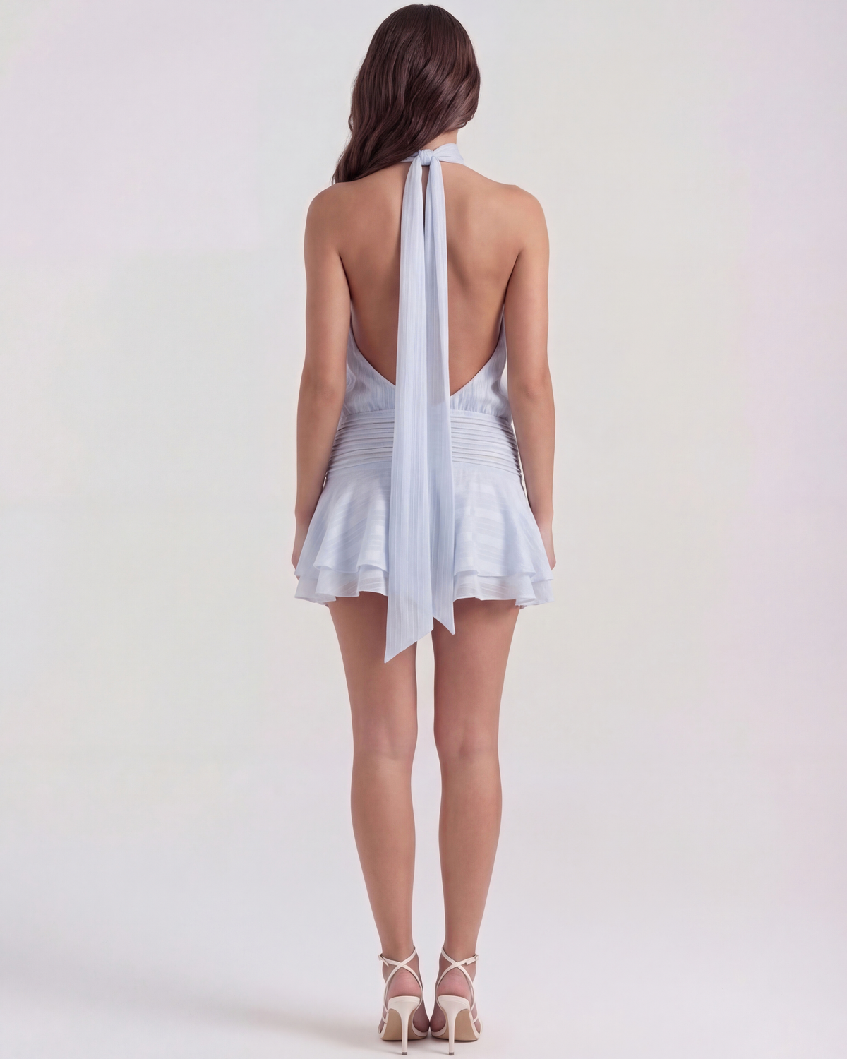 Tiered flare skirt with asymmetric hem