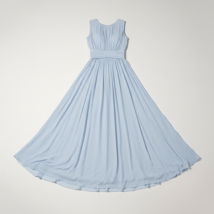 Baby blue maxi dress with ruched waist