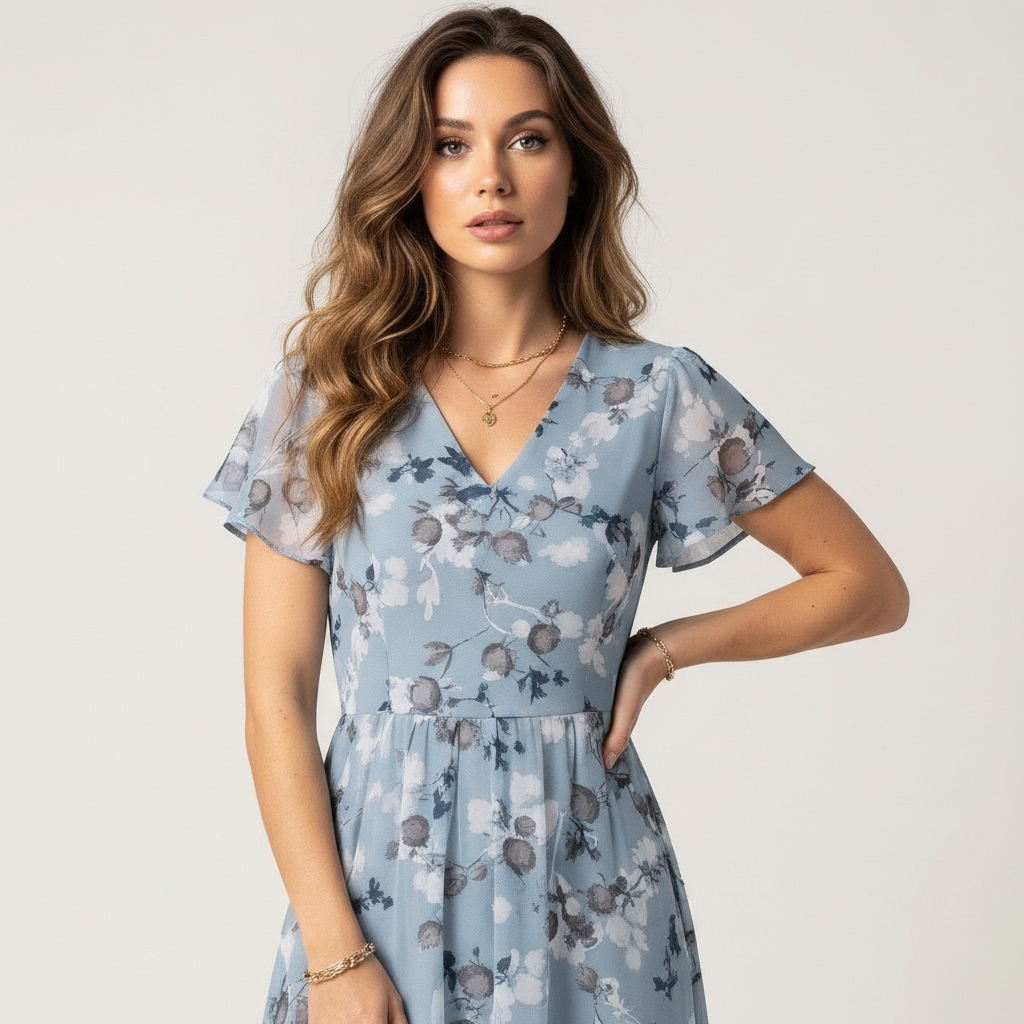 Blue floral flowy maxi dress