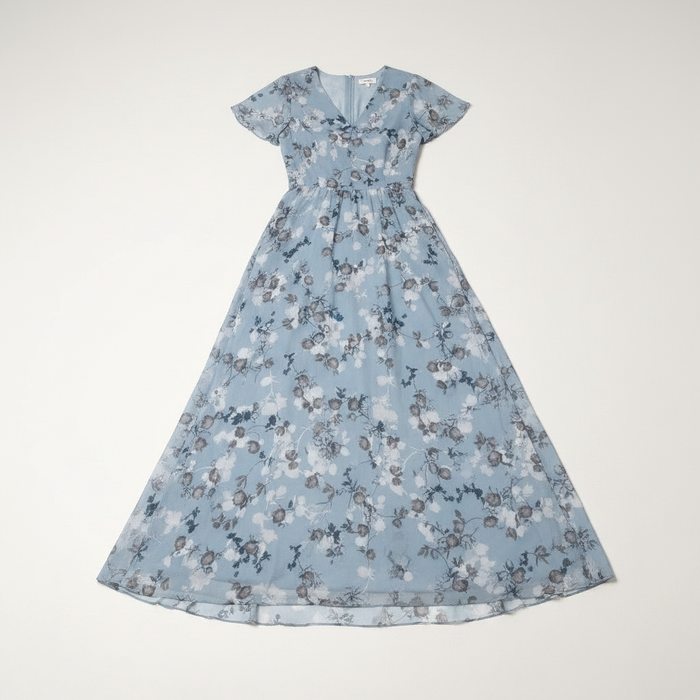 Blue floral flowy maxi dress