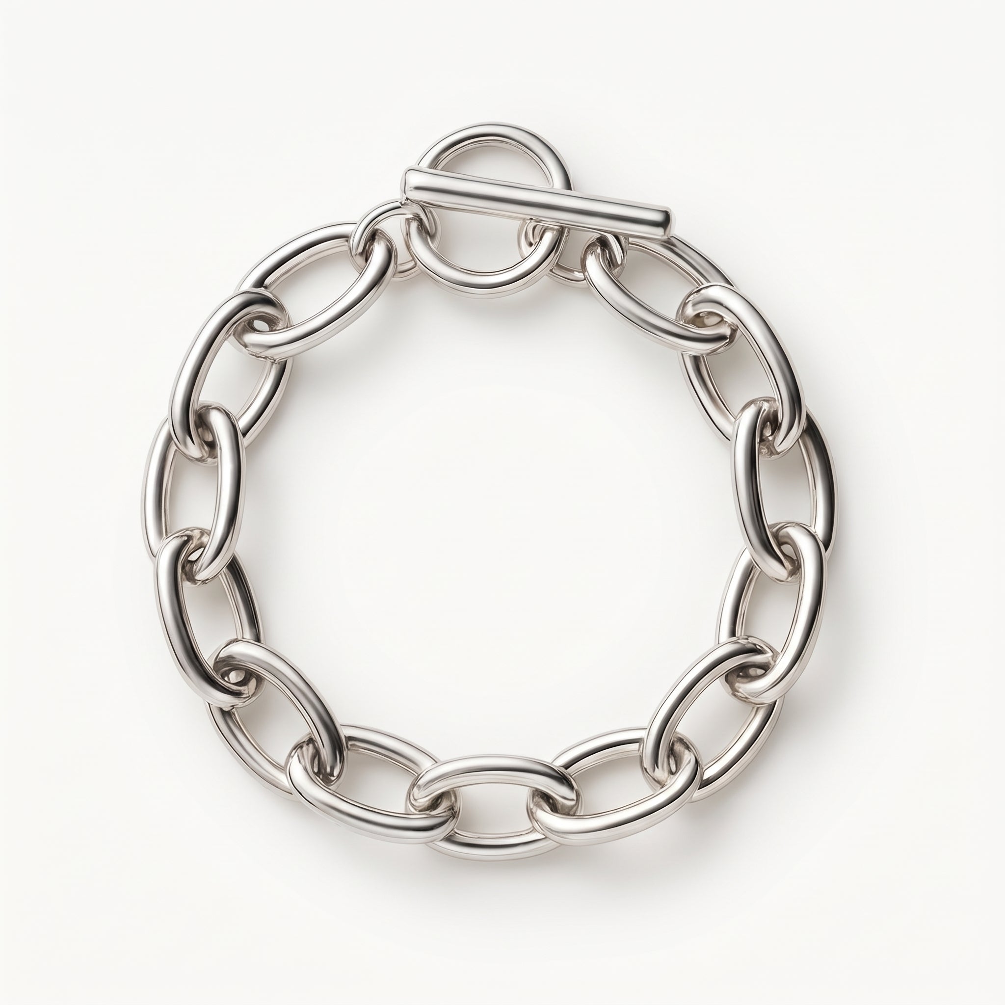 Silver-tone chunky chain bracelet with toggle clasp
