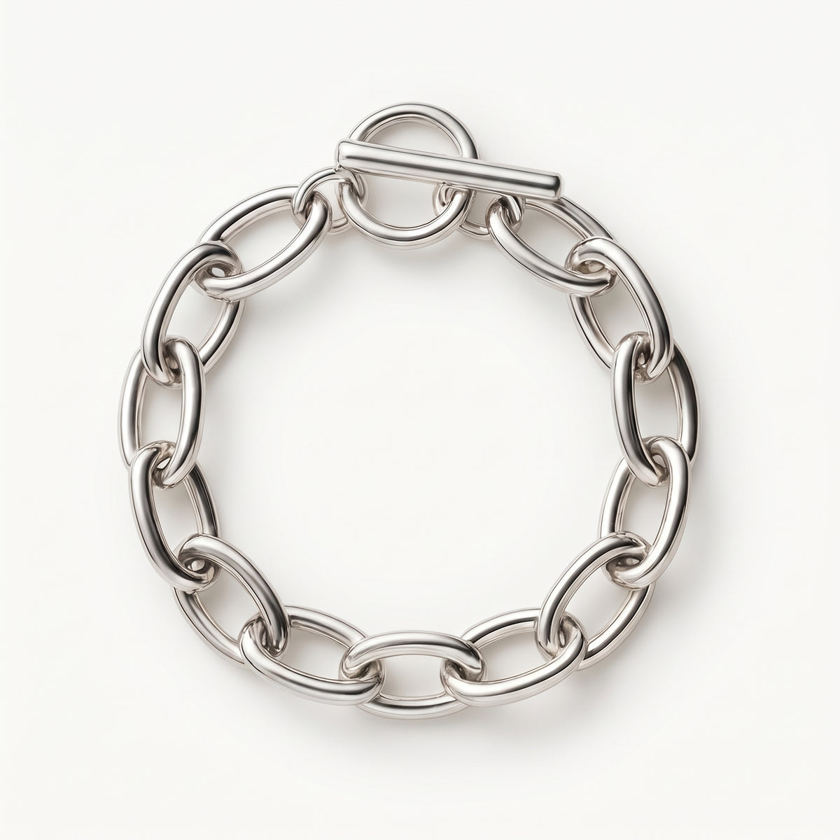 Silver-tone chunky chain bracelet with toggle clasp