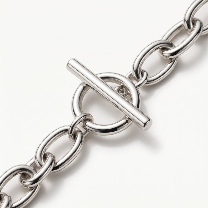 Silver-tone chunky chain bracelet with toggle clasp