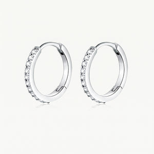 Crystal Huggie Hoop Earrings Silver-Tone