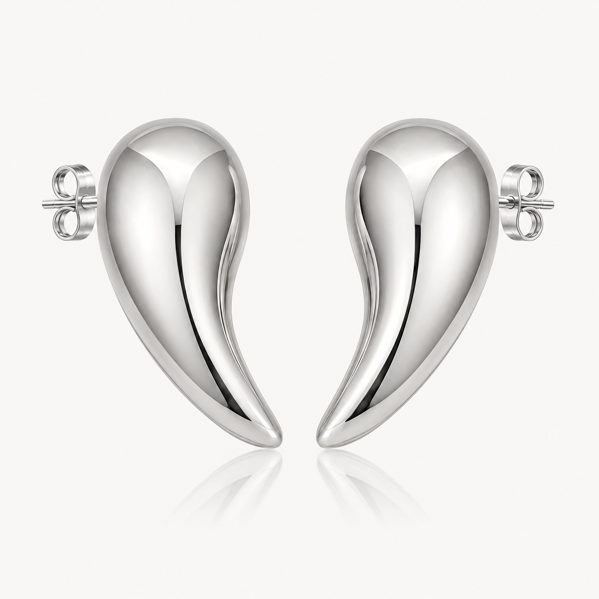 Silver-tone chunky teardrop earrings