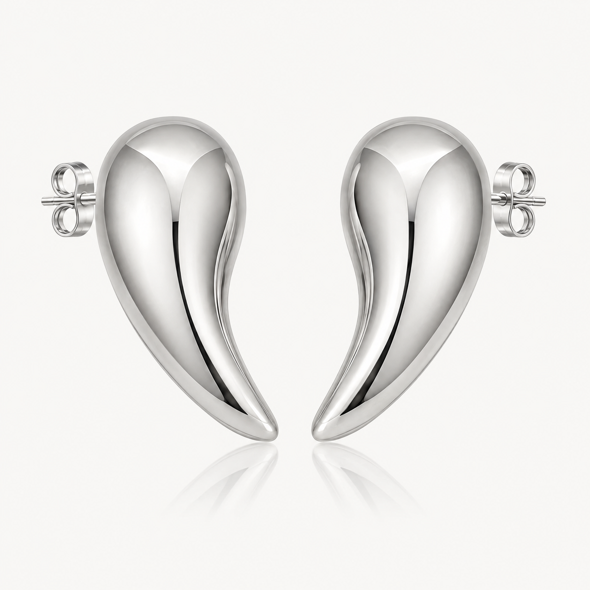 Silver-tone chunky teardrop earrings
