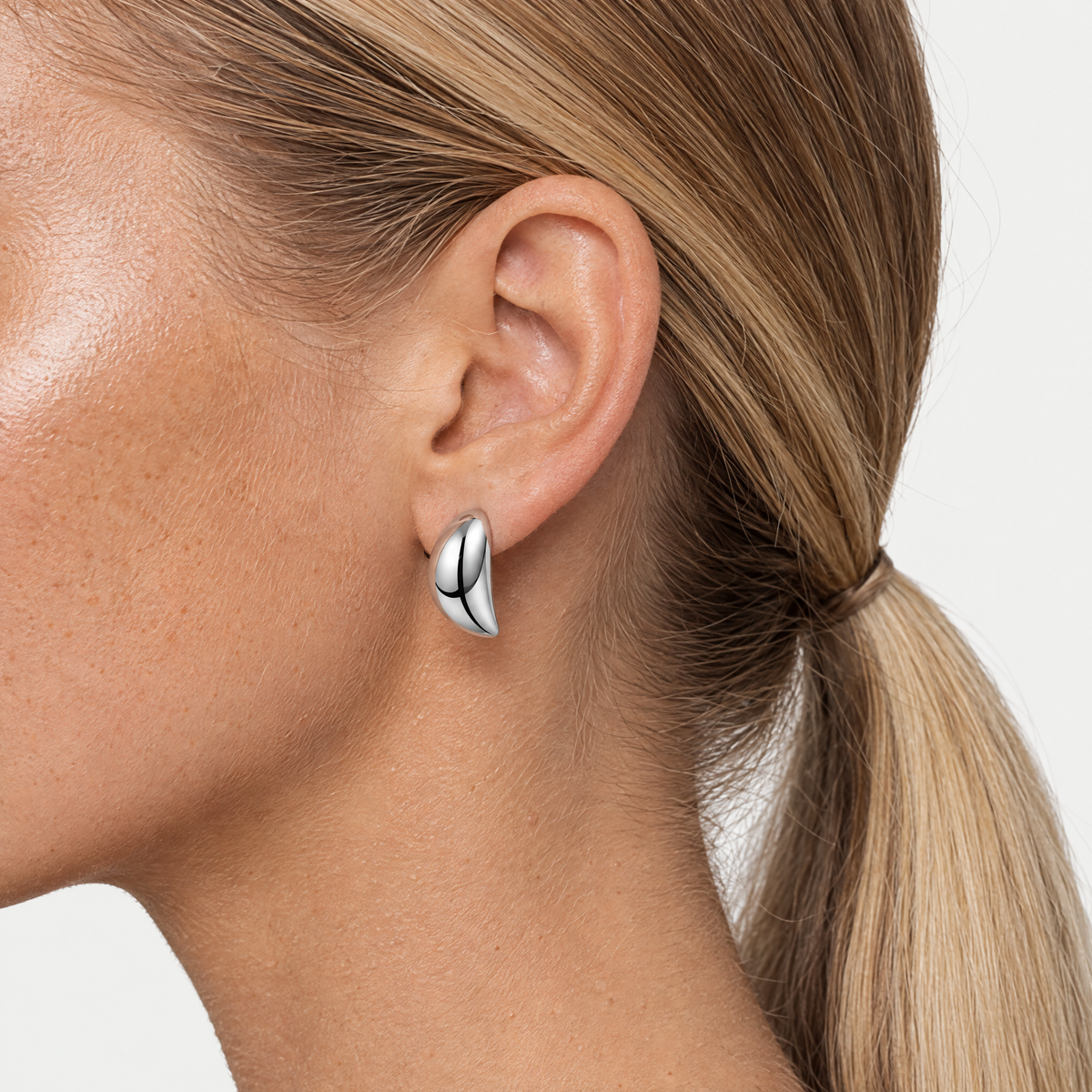 Silver-tone chunky teardrop earrings