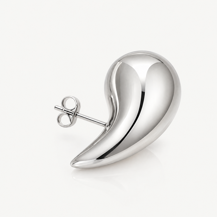 Silver-tone chunky teardrop earrings