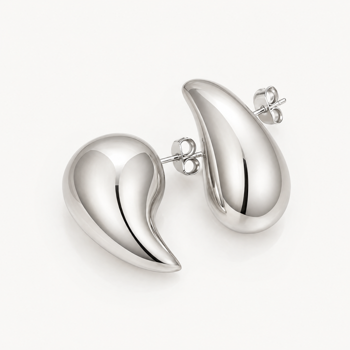 Silver-tone chunky teardrop earrings