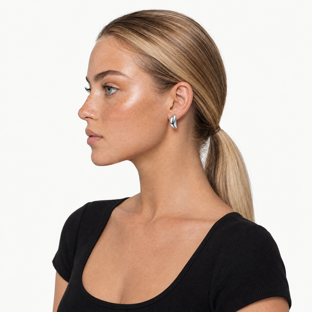 Silver-tone chunky teardrop earrings