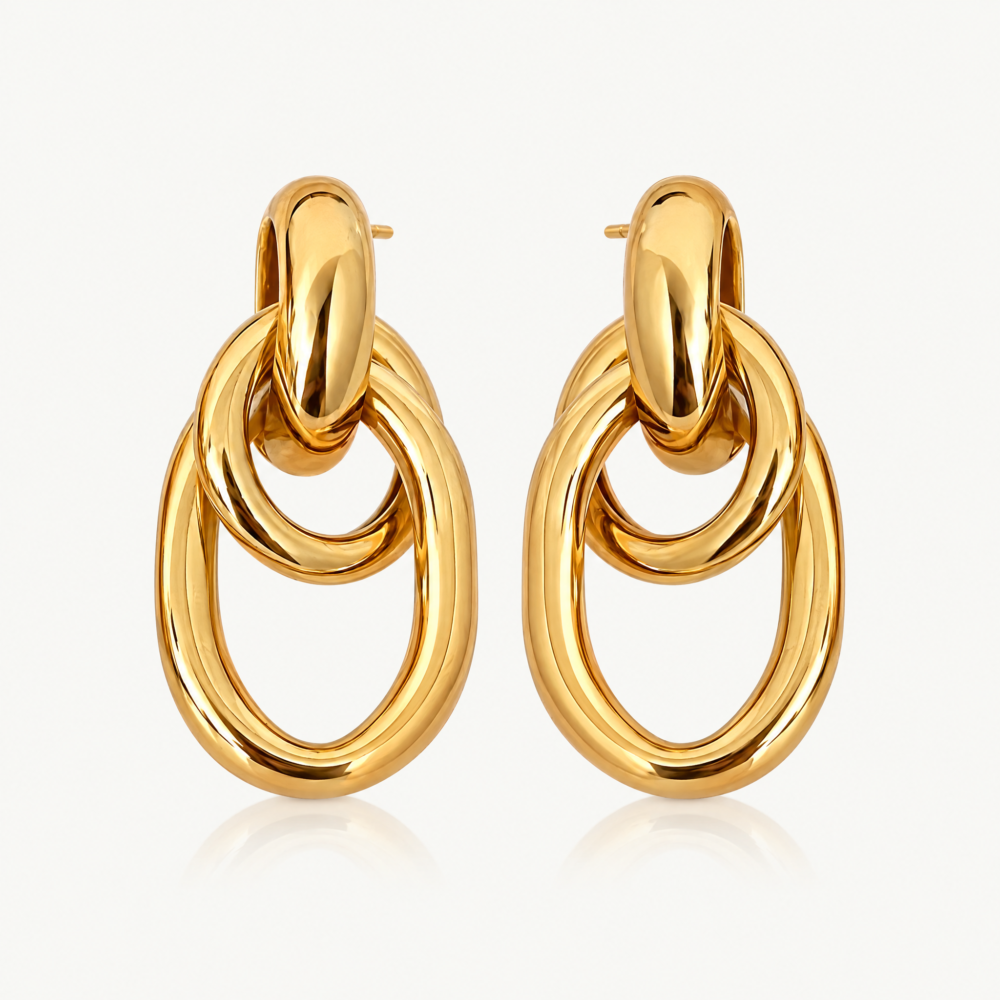 Gold-tone double hoop drop earrings
