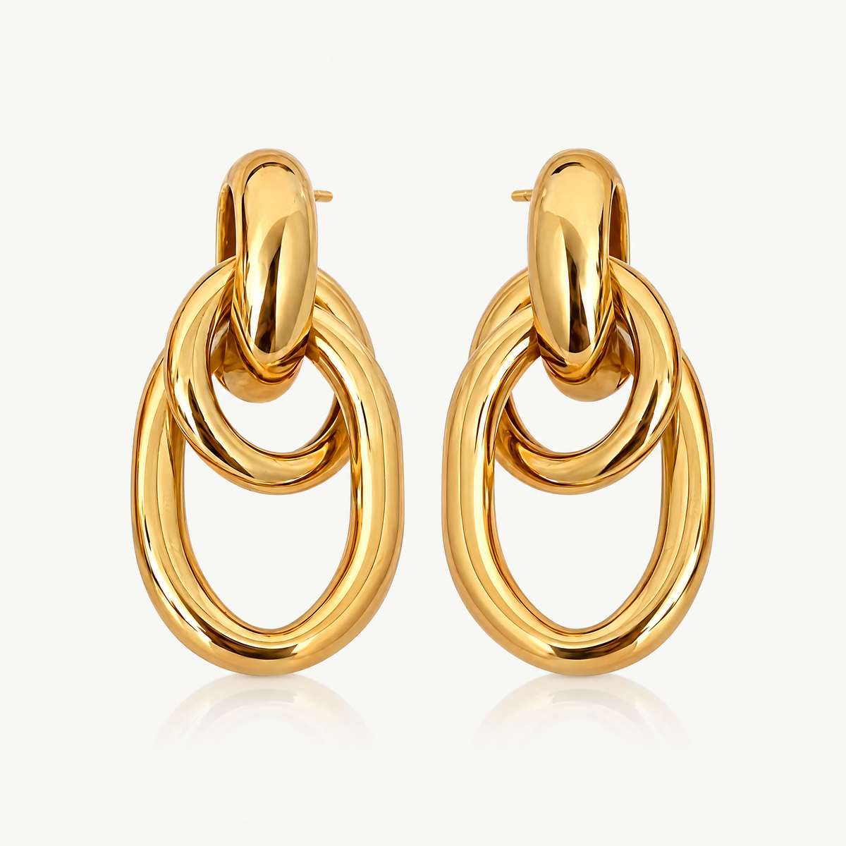 Gold-tone double hoop drop earrings
