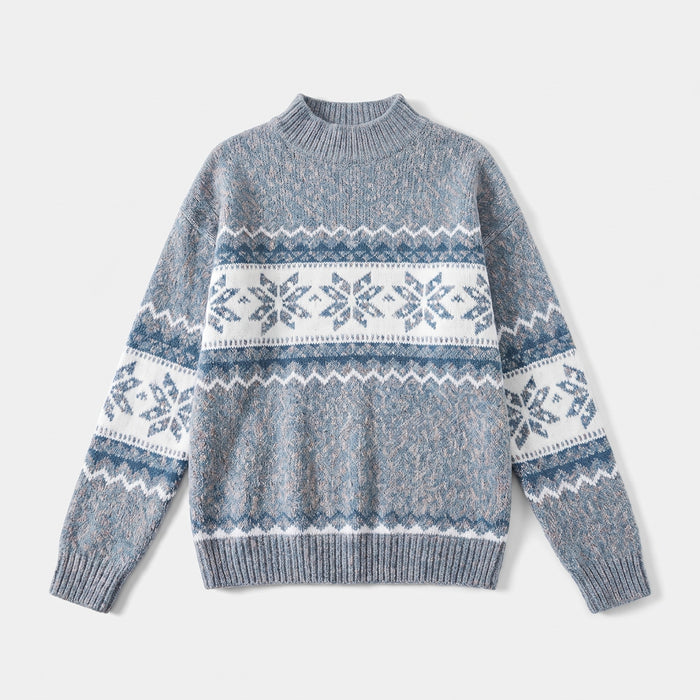 Grey snowflake chenille Christmas jumper laid flat
