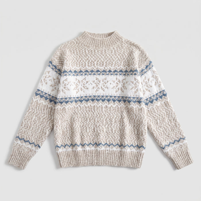 Beige snowflake chenille Christmas jumper laid flat