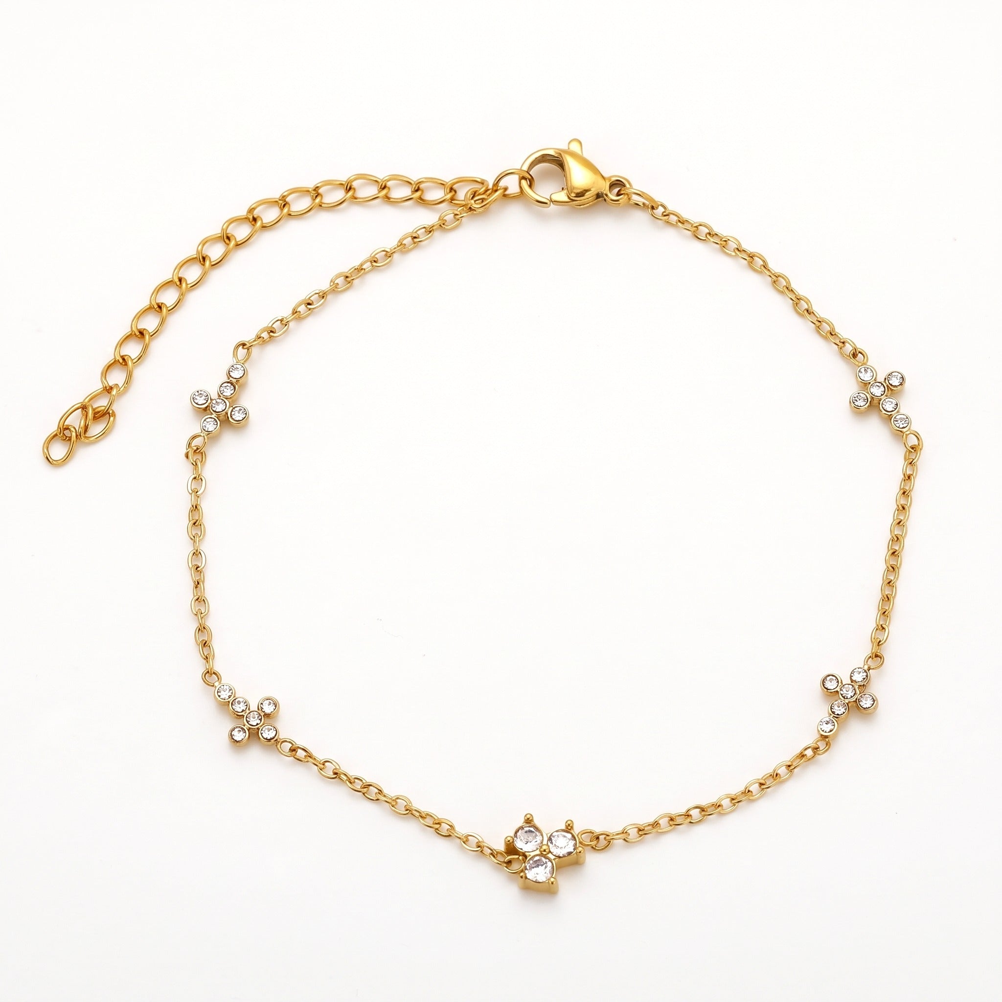 Gold-tone crystal clover charm bracelet