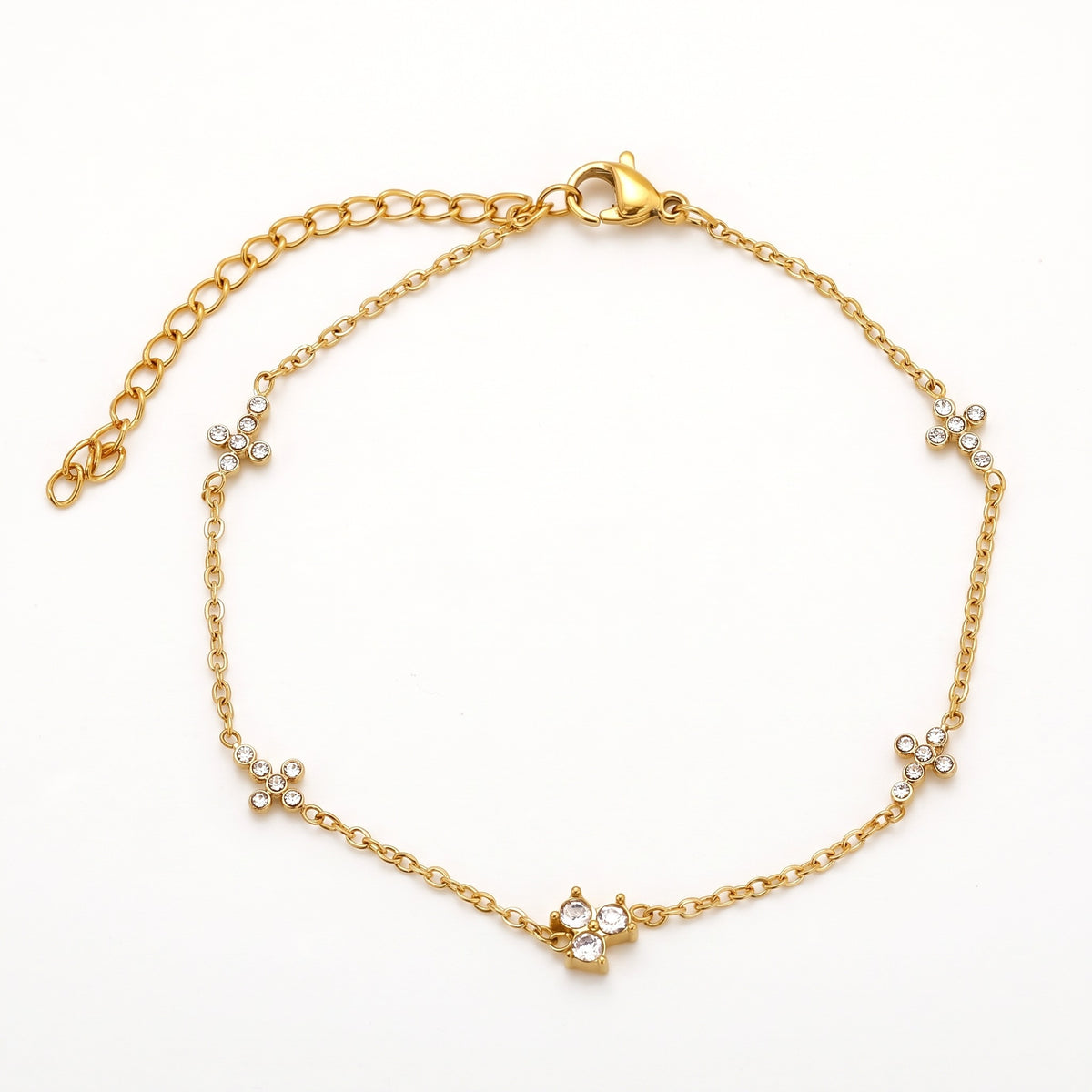 Gold-tone crystal clover charm bracelet