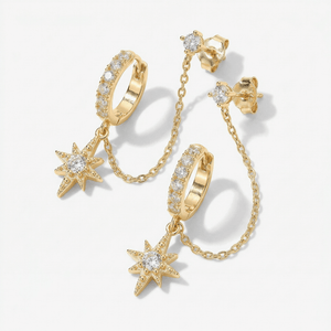 Chained Huggie Earrings Gold-Tone