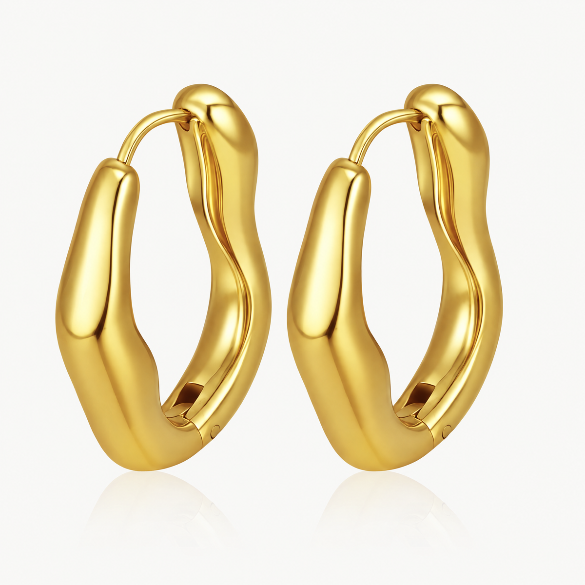 Gold-tone chunky wavy hoop earrings