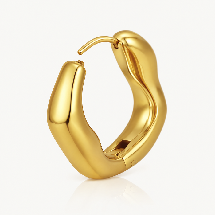 Gold-tone chunky wavy hoop earrings