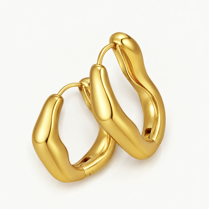 Gold-tone chunky wavy hoop earrings