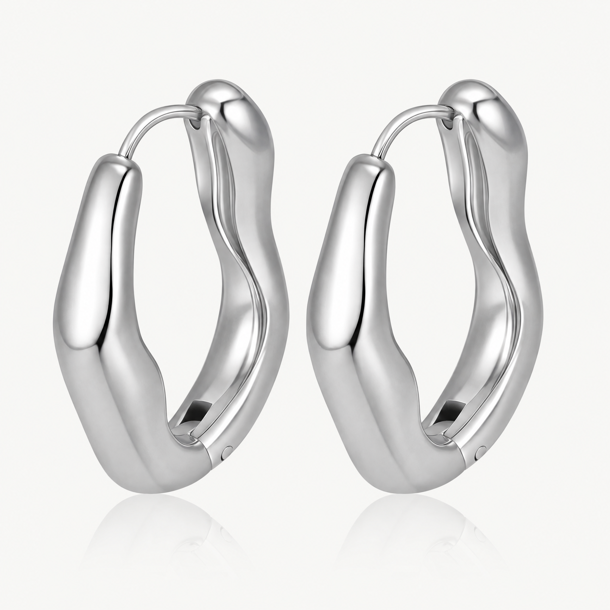 Silver-tone chunky wavy hoop earrings