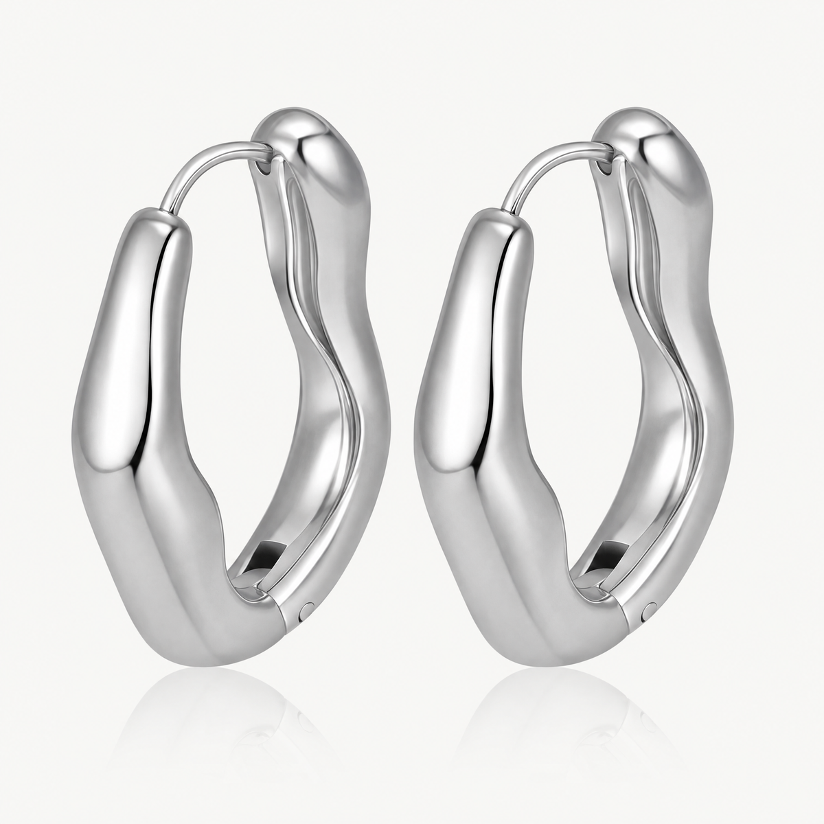 Silver-tone chunky wavy hoop earrings
