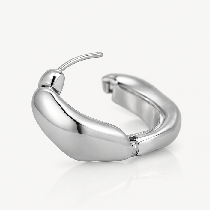 Silver-tone chunky wavy hoop earrings