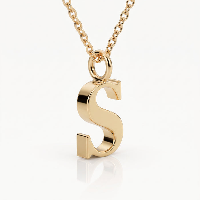Gold-tone initial necklace with letter pendant and crystal drops