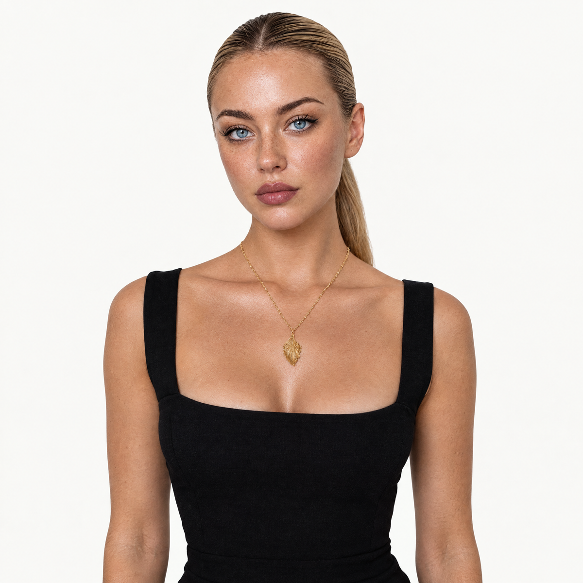Gold-tone leaf pendant necklace