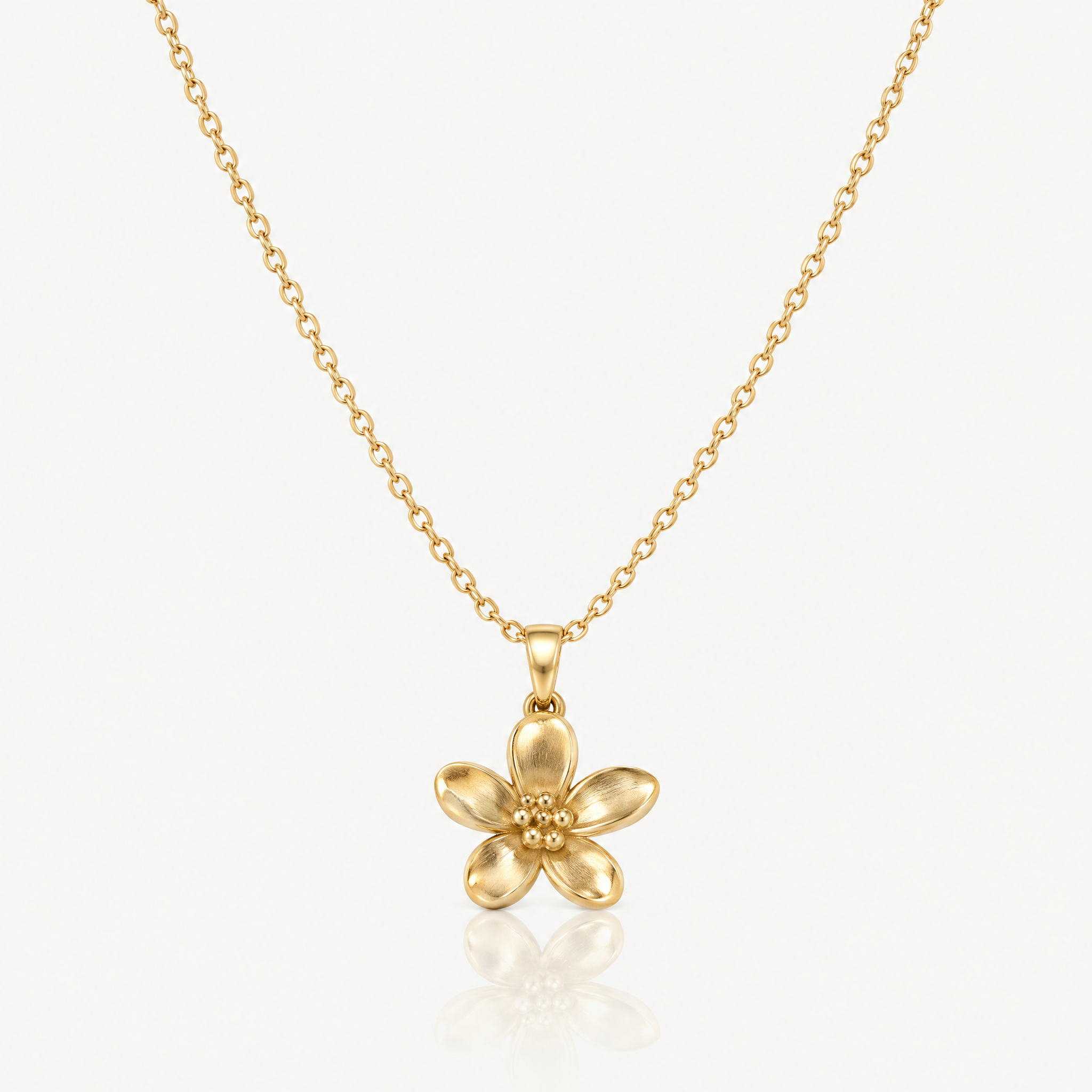 Gold-tone dainty flower pendant necklace