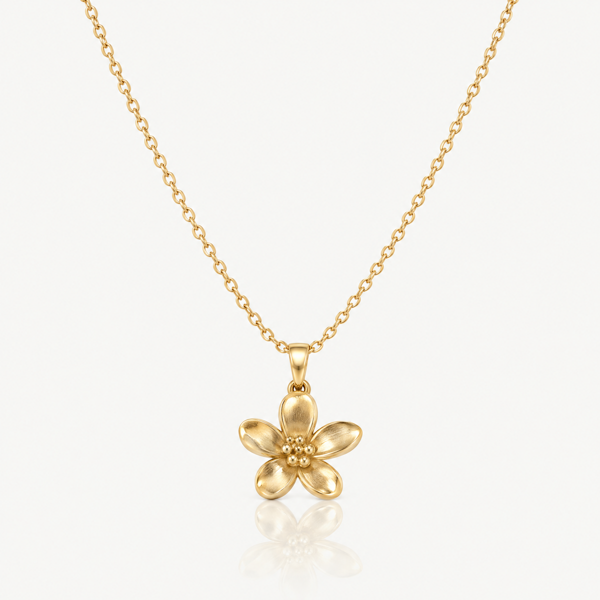 Gold-tone dainty flower pendant necklace