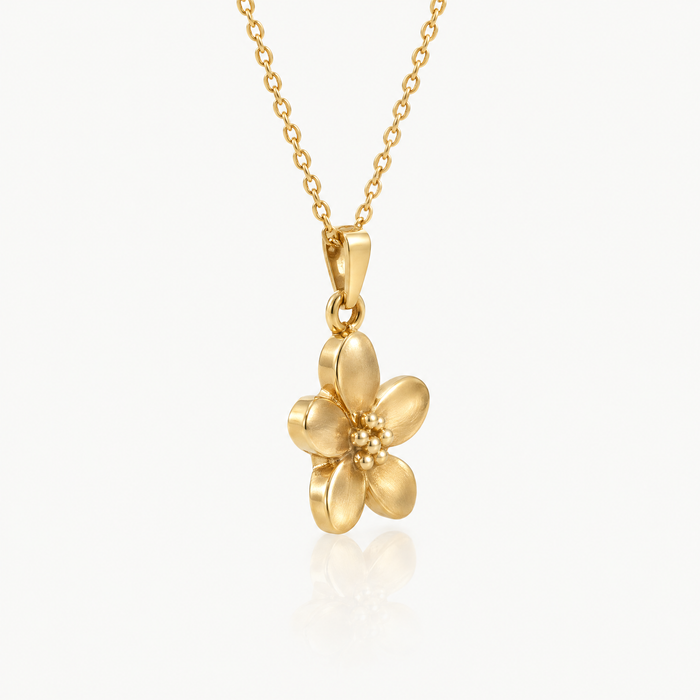 Gold-tone dainty flower pendant necklace