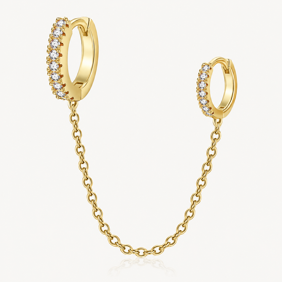 Gold-tone double huggie chain earring