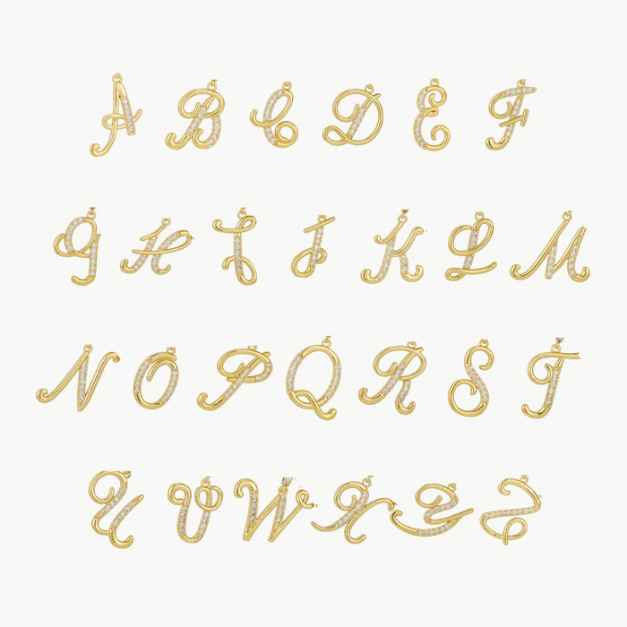 All letters A to Z for the gold-tone script initial necklace