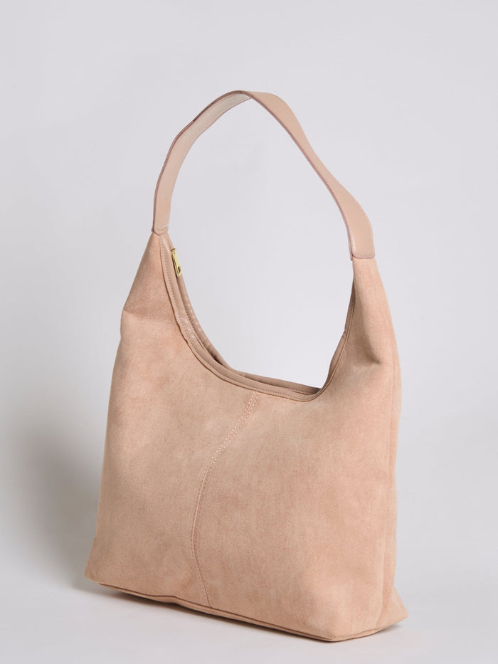Beige minimalist hobo shoulder bag
