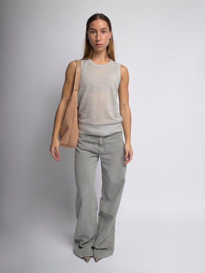 Beige minimalist hobo shoulder bag