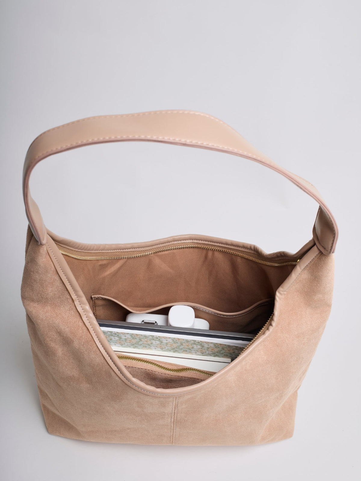 Beige minimalist hobo shoulder bag
