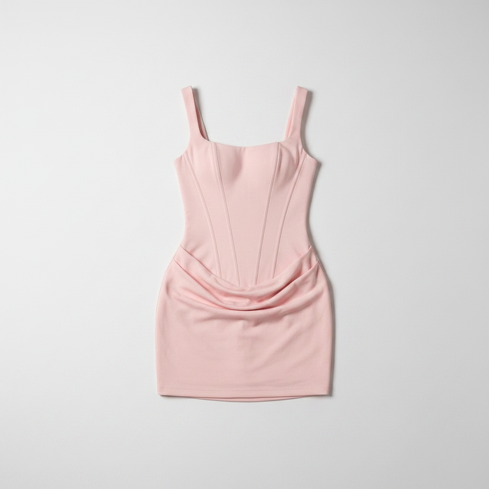 Pink bodycon mini dress with lace up back