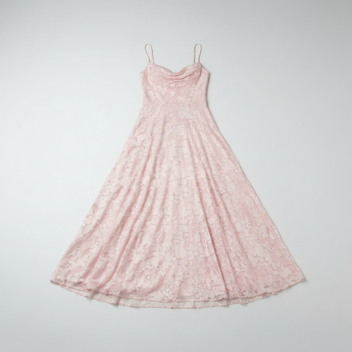 Pink lace corset maxi dress