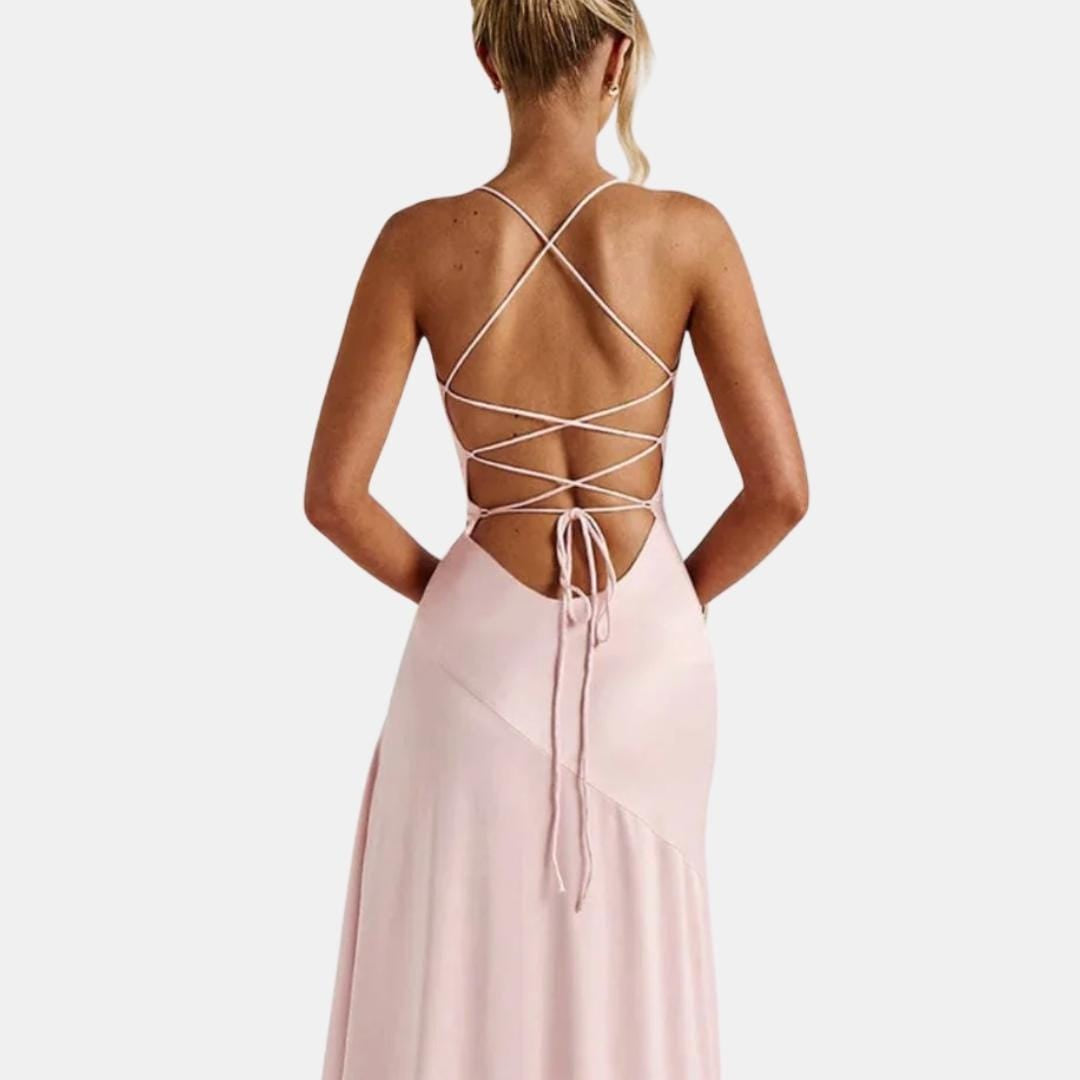 Wrap bodice detail with spaghetti straps