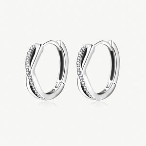 Twisted Crystal Huggie Hoop Earrings Silver-Tone