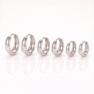 Chunky Hoop Earrings Set of 3 Pairs Silver-Tone