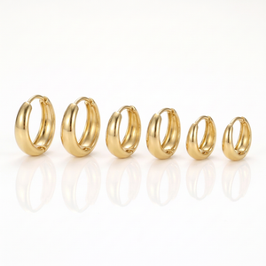 Chunky Hoop Earrings Set of 3 Pairs Gold-Tone