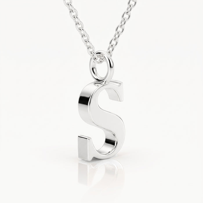 Silver-tone initial necklace with letter pendant and crystal drops