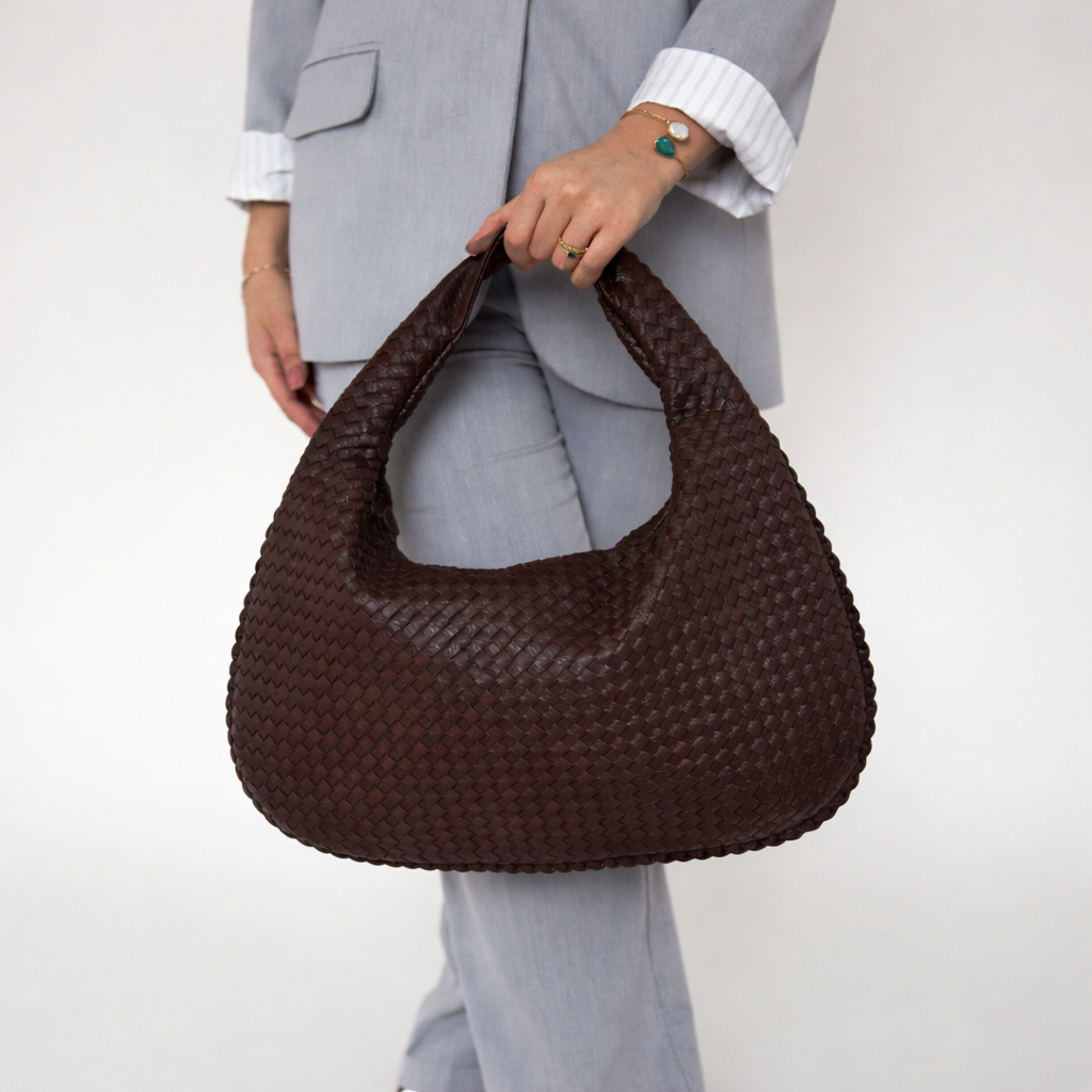 Brown woven Milano shoulder bag