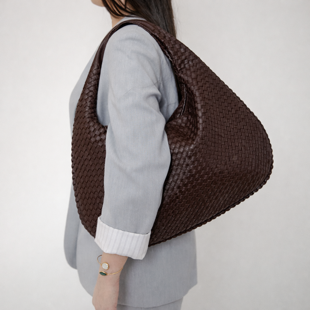 Brown woven Milano shoulder bag