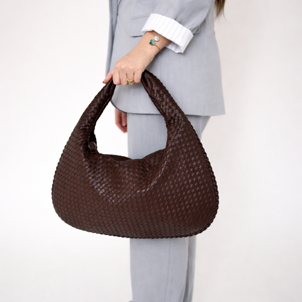 Brown woven Milano shoulder bag
