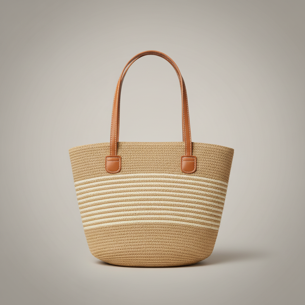 Straw woven summer tote bag